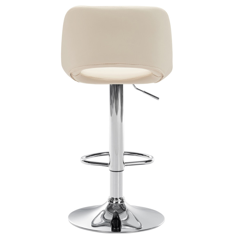 Tabouret de bar Camden, similicuir, chrome, crème