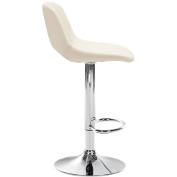 Tabouret de bar Camden, similicuir, chrome, crème