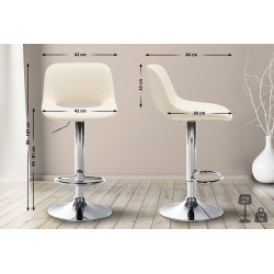 Tabouret de bar Camden, similicuir, chrome, crème