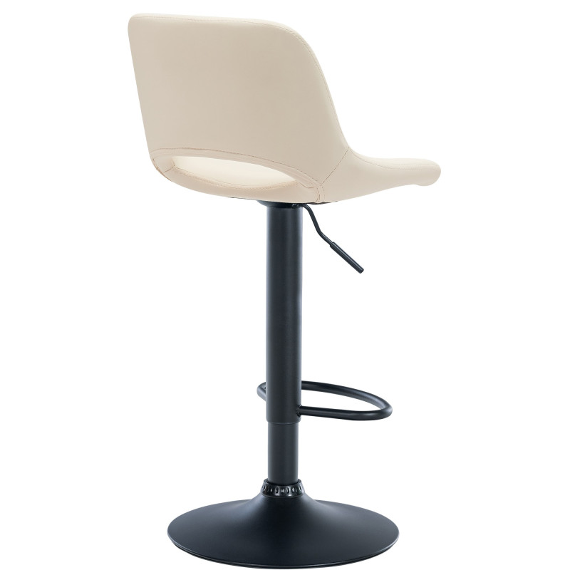 Tabouret de bar Camden, similicuir noir crème