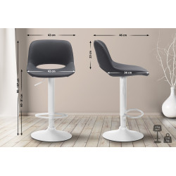 Tabouret de bar Camden, similicuir, blanc noir