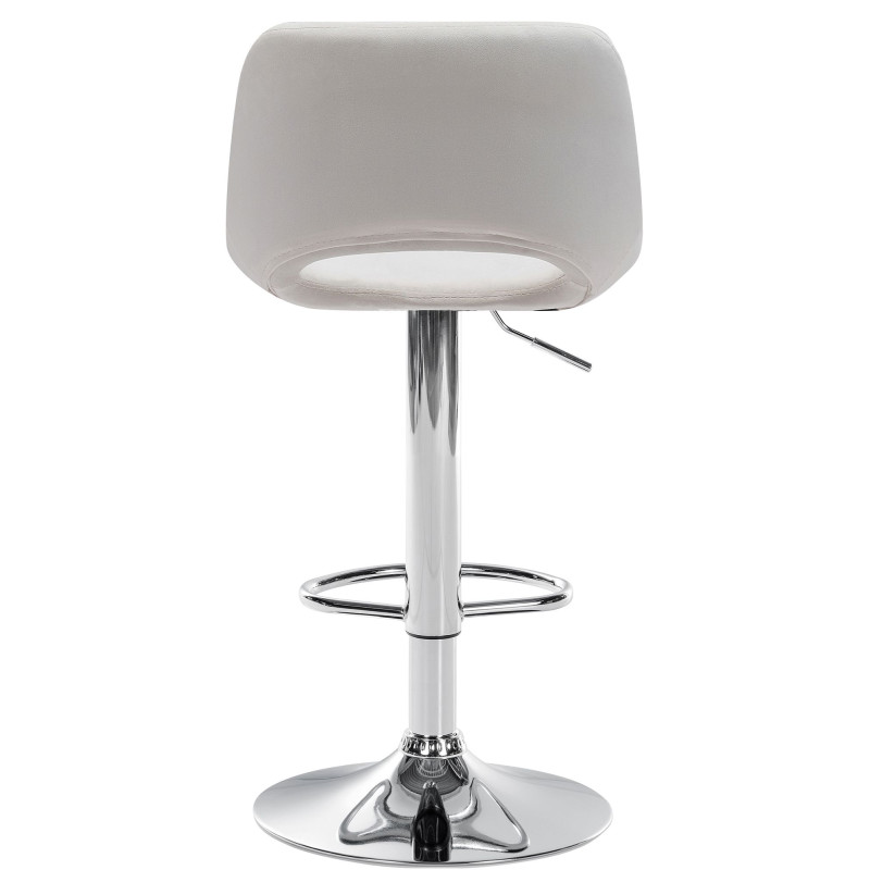 Tabouret de bar Camden, velours, chrome crème