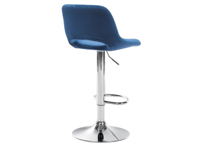 Tabouret de bar Camden, velours, chrome, bleu