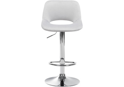 Tabouret de bar Camden, velours, chrome, gris clair