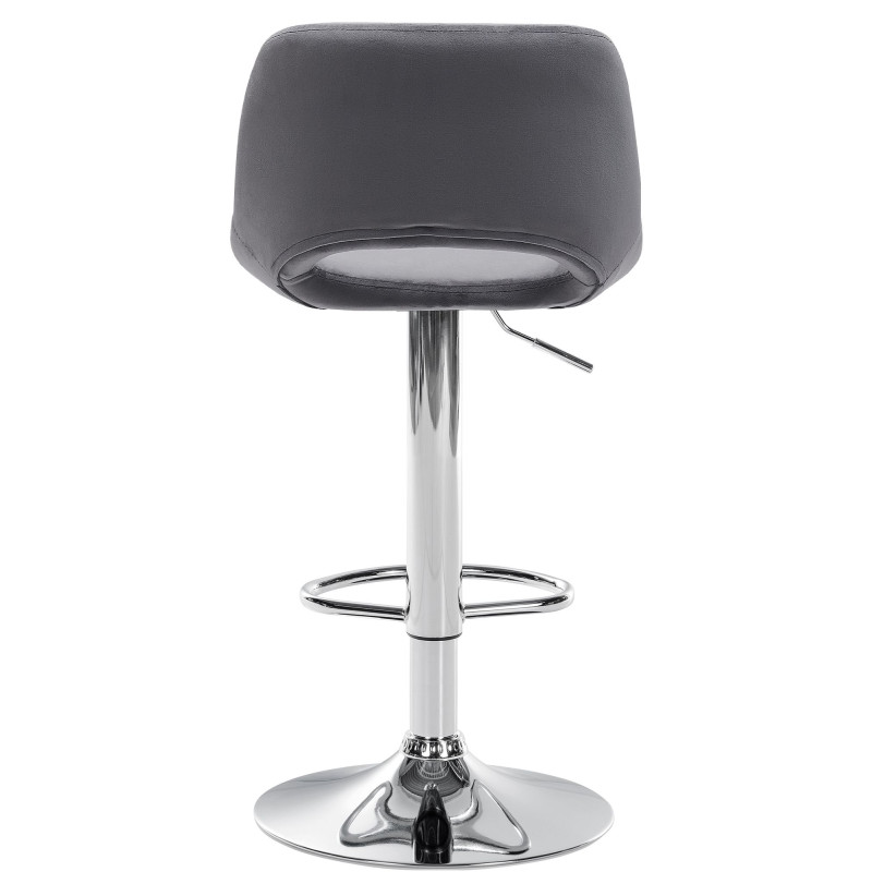 Tabouret de bar Camden, velours, chrome, gris foncé