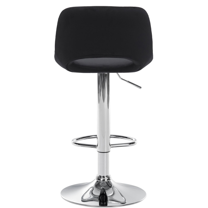 Tabouret de bar Camden, velours, chrome, noir