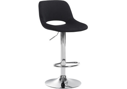 Tabouret de bar Camden, velours, chrome, noir