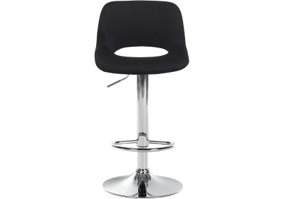 Tabouret de bar Camden, velours, chrome, noir