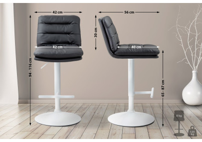 Lot de 2 tabourets de bar Damar, similicuir, blanc/noir