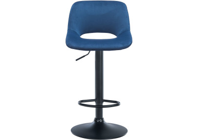 Tabouret de bar Camden en velours, noir et bleu