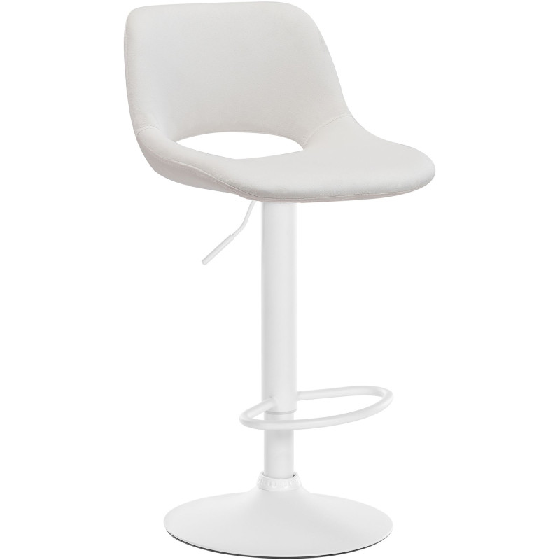 Tabouret de bar Camden en velours blanc crème