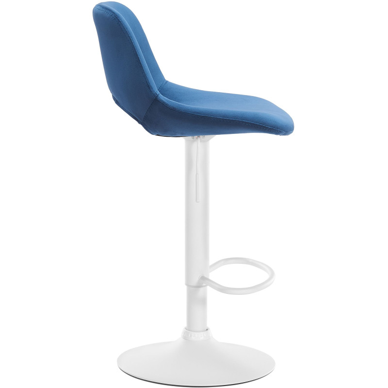 Tabouret de bar Camden en velours, blanc/bleu