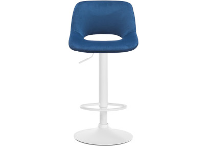 Tabouret de bar Camden en velours, blanc/bleu