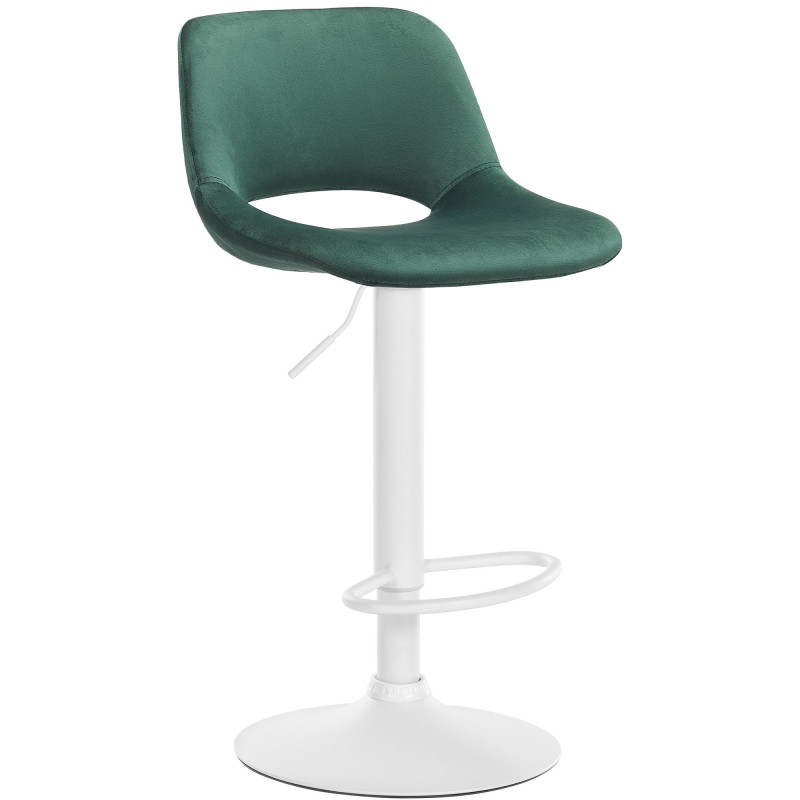 Tabouret de bar Camden en velours, blanc/vert