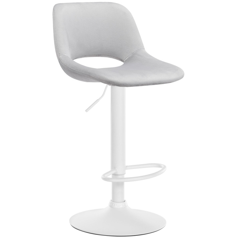 Tabouret de bar Camden, velours, blanc/gris clair