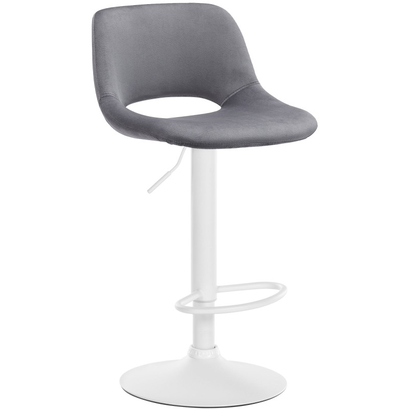 Tabouret de bar Camden en velours blanc gris foncé