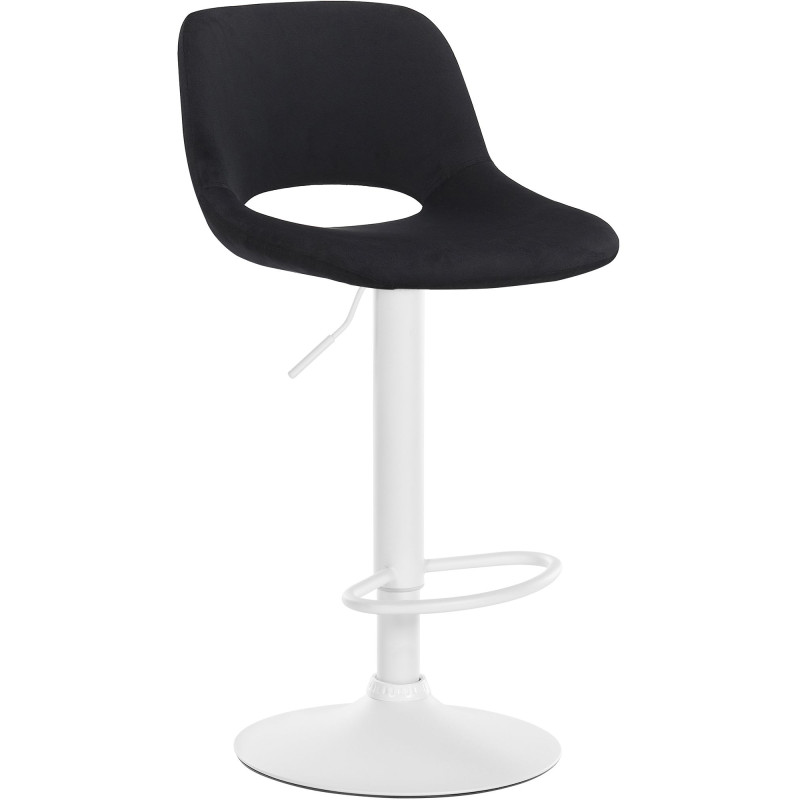 Tabouret de bar Camden en velours, blanc/noir