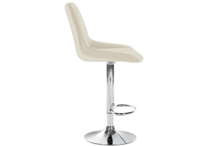 Conjunto de 2 banquetas de bar Toni, em couro sintético, cromadas, cor creme.