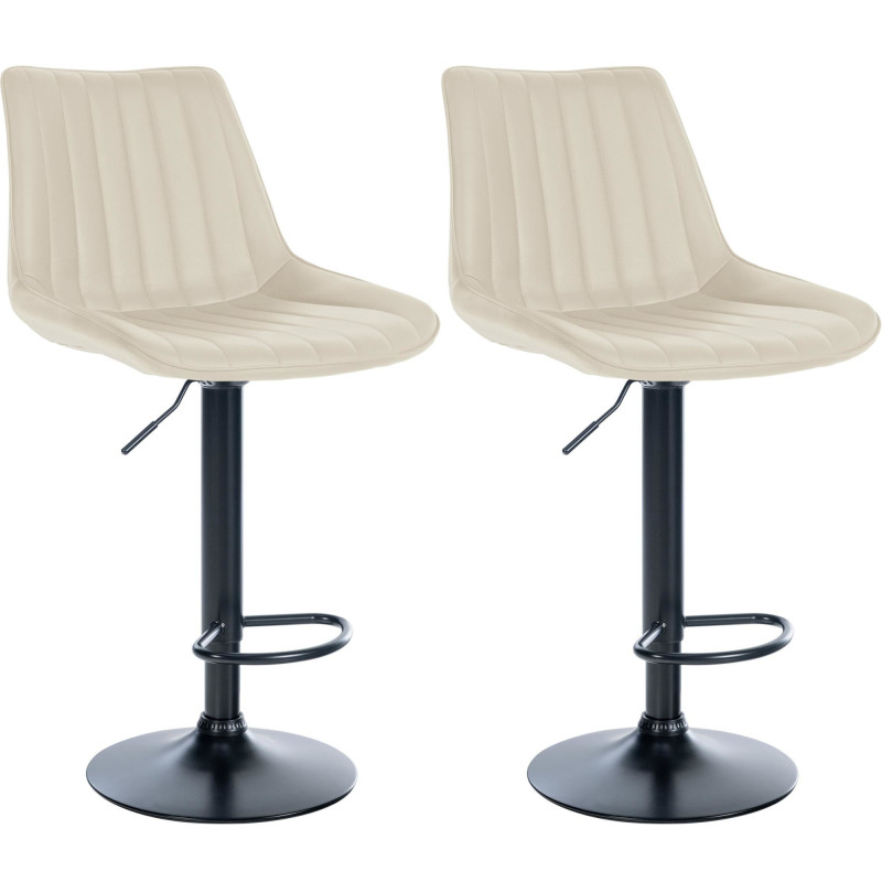 Ensemble de 2 tabourets de bar Toni en similicuir noir et crème