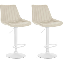 Lot de 2 tabourets de bar Toni, similicuir, blanc/crème