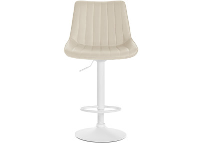 Juego de 2 taburetes de bar Toni, piel sintética, blanco/crema