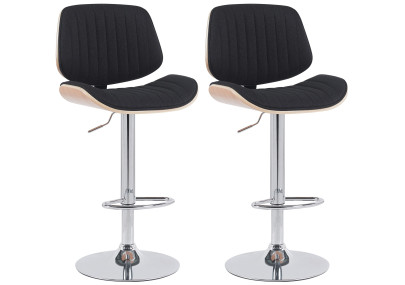 Conjunto de 2 banquetas de bar Clawson, em tecido, cromado natural/preto