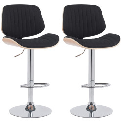 Conjunto de 2 banquetas de bar Clawson, em tecido, cromado natural/preto