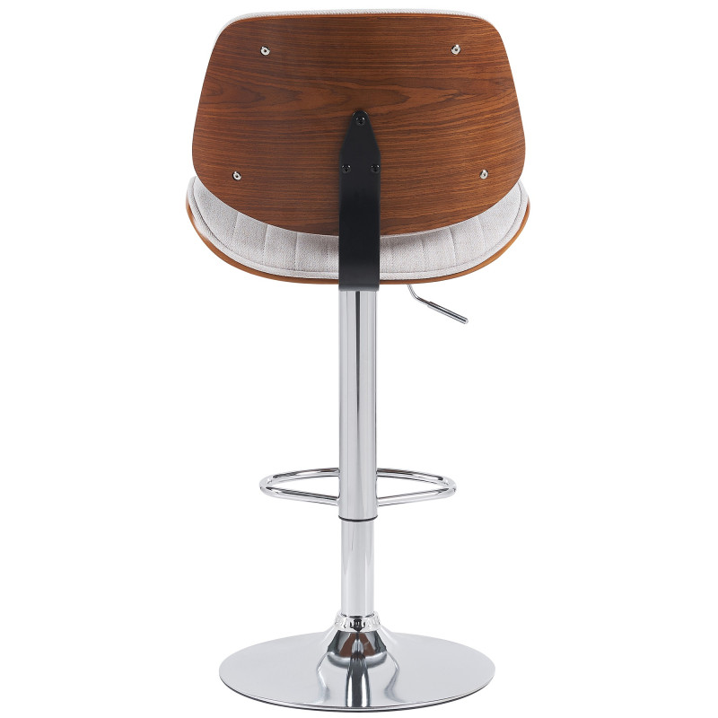 Set di 2 sgabelli da bar Clawson, tessuto, cromato, noce/crema