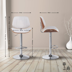 Ensemble de 2 tabourets de bar Clawson en tissu chromé noix/crème