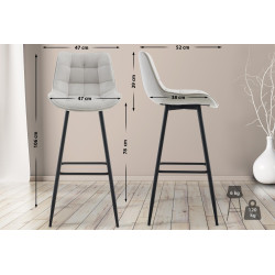 Ensemble de 2 tabourets de bar Dartford en velours gris