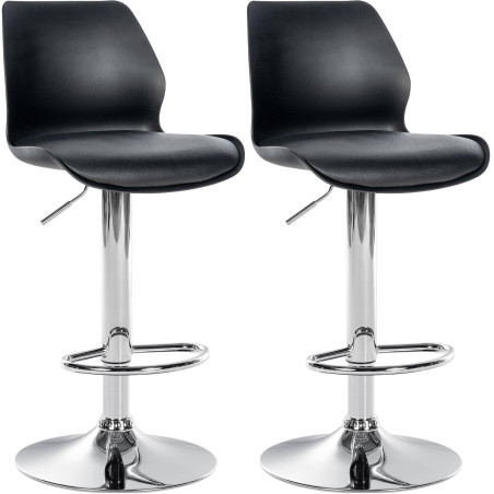 Lot de 2 tabourets de bar Gilbert, en plastique noir