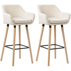 Ensemble de 2 tabourets de bar Grant en tissu beige