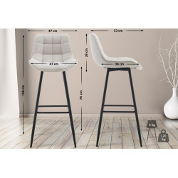 Taburete de bar Dartford, tapizado, color crema