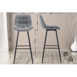 Sgabello da bar Dartford, tessuto grigio