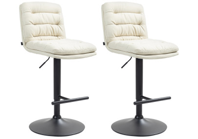 Ensemble de 2 tabourets de bar Damar, tissu, noir et crème