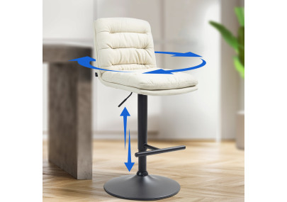 Ensemble de 2 tabourets de bar Damar, tissu, noir et crème