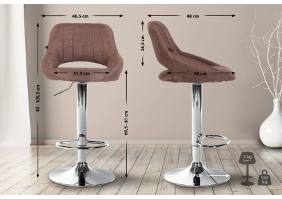 Ensemble de 2 tabourets de bar Milet en tissu C brun