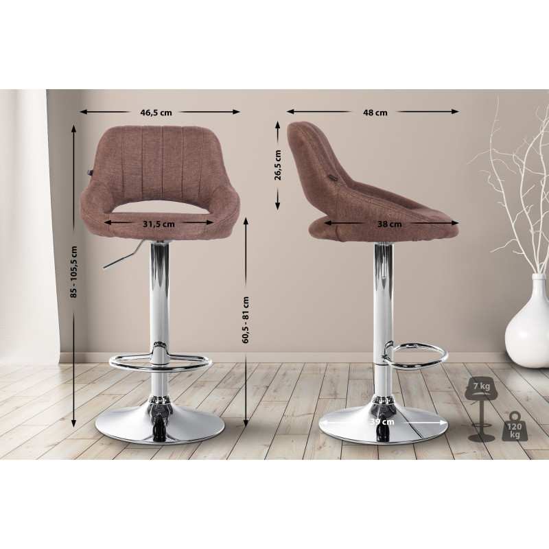 Set di 2 sgabelli da bar in tessuto Milet C marrone