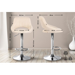Ensemble de 2 tabourets de bar Milet en tissu C crème