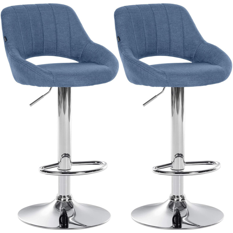 Ensemble de 2 tabourets de bar Milet en tissu bleu C