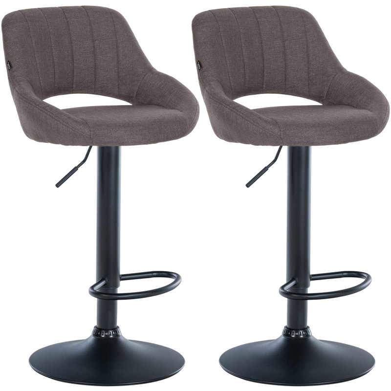 Ensemble de 2 tabourets de bar Milet en tissu B gris foncé