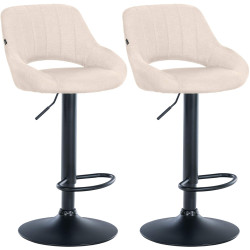 Ensemble de 2 tabourets de bar Milet en tissu crème B