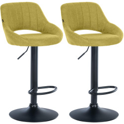 Juego de 2 taburetes de bar Milet tapizados en tela verde B