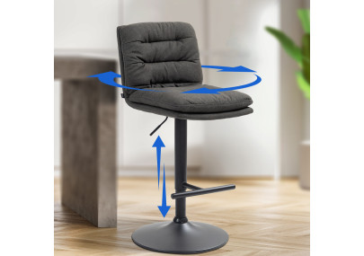 Lot de 2 tabourets de bar en tissu Damar noir gris foncé