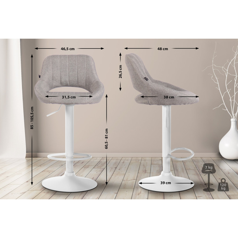 Set di 2 sgabelli da bar in tessuto Milet W grigio
