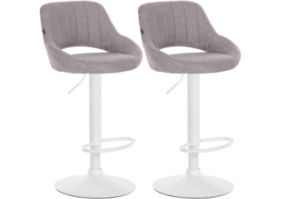 Juego de 2 taburetes de bar Milet tapizados en tela gris