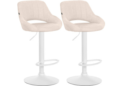 Set di 2 sgabelli da bar in tessuto Milet W crema