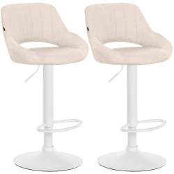 Ensemble de 2 tabourets de bar Milet en tissu W crème