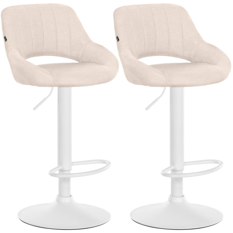 Ensemble de 2 tabourets de bar Milet en tissu crème