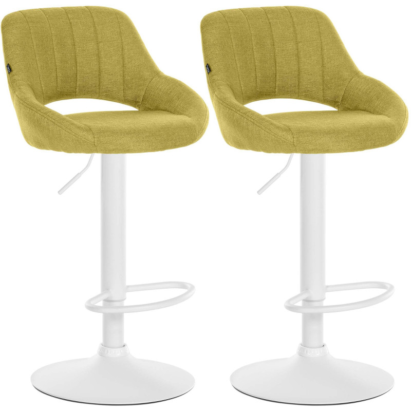 Juego de 2 taburetes de bar Milet tapizados en tela verde
